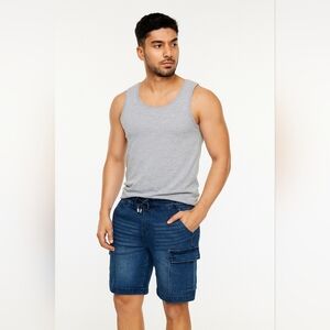 Men's Tahari Blue Denim Cargo Shorts Size M